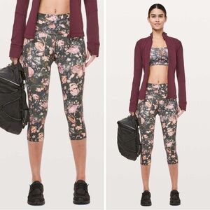 Lululemon Fast & Free Crop II *Nulux 19" Size 6 Frosted Rose Multi